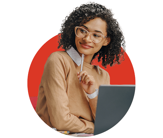 Woman enrolls  for the first time in college from her laptop