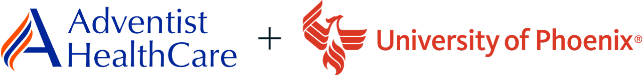 Adventist Healthcare logo + University Of Phoenix