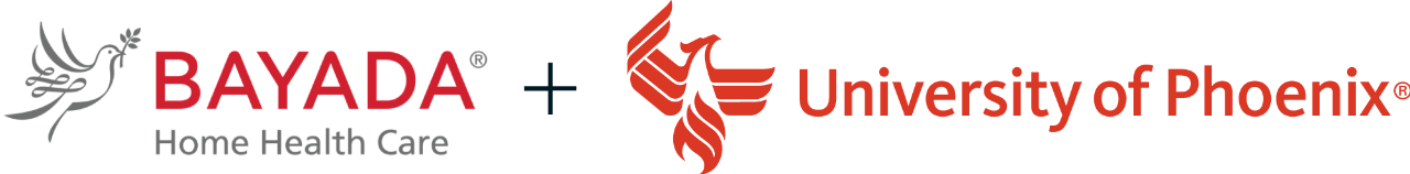 Logo for Bayada + University of Phoenix