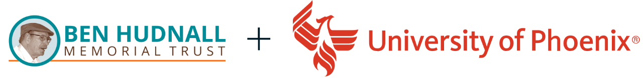 Ben Hudnall Memorial Trust logo plus University of Phoenix logo