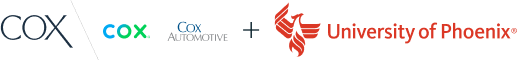 Cox logo plus University of Phoenix logo