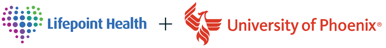 LifePoint Health + University of Phoenix Career With Confidence Logos