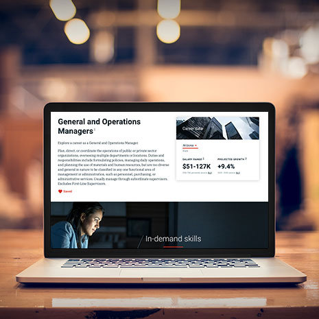 laptop open and displaying a webpage about general and operations managers