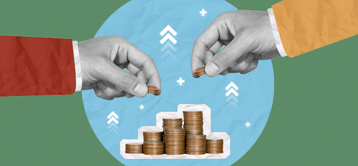 Two hands stacking coins to represent 'what is double accounting'.