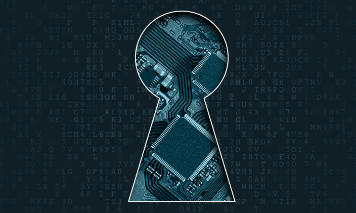 Coding and microchips to signify cybersecurity