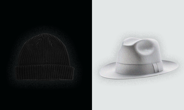 Black hat, white hat to signify penetration testing in cybersecurity