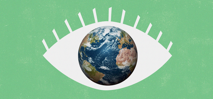 A visualization of a world as a pupil to signify environmental compliance inspector