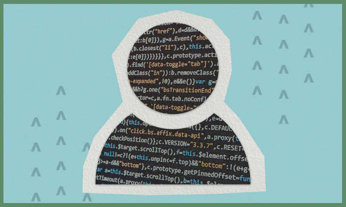 Person icon filled with lines of code to signify how to become a software developer