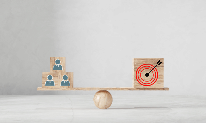 A teeter totter to symbolize marketing and public relations