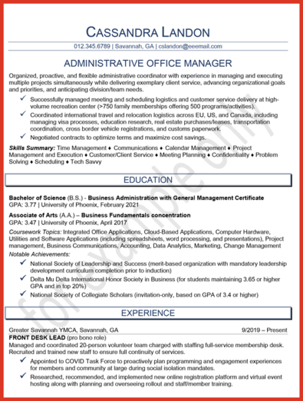 sample resume for returning to work