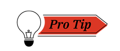 Lightbulb with word "Pro tip" pointing toward text