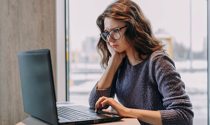 A woman hard at work, concentrating on her job