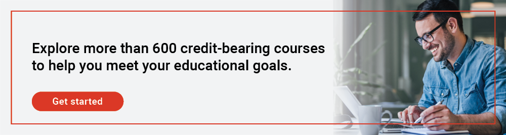 Explore more than 600 credit-bearing courses to help you meet your educational goals. 