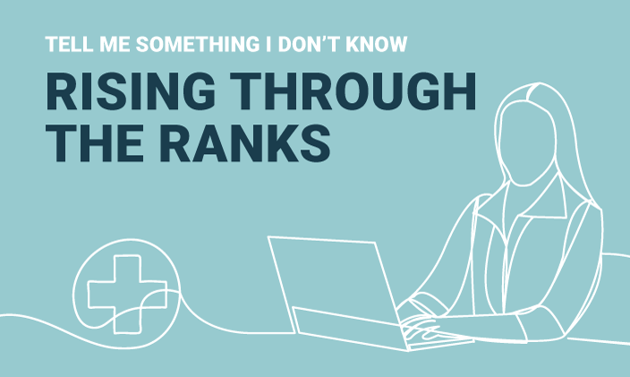 Text: Tell me something I don't know: Rising through the ranks