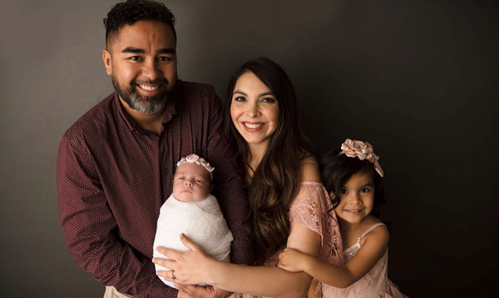 Portrait of Alvarez with his wife and two children