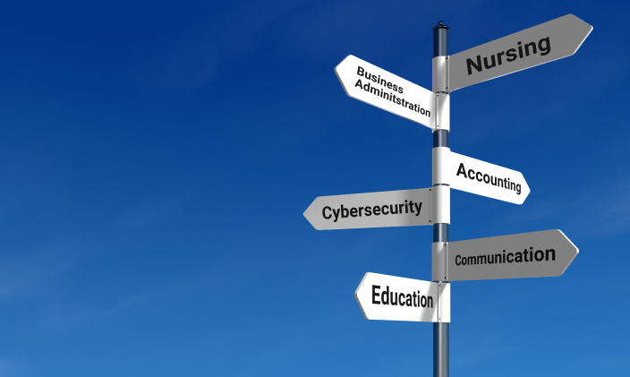 Sighs pointing to the most popular online degree programs