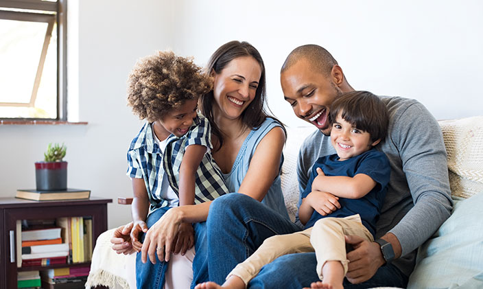 happy diverse family spending time together