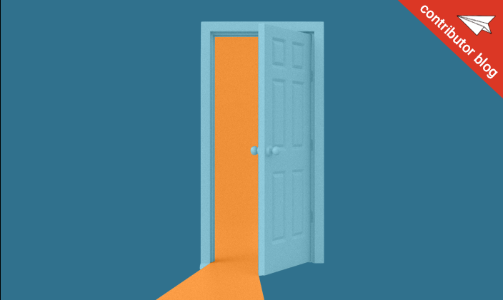 Photo of an open door to signify gaining work experience. Text: Contributor blog