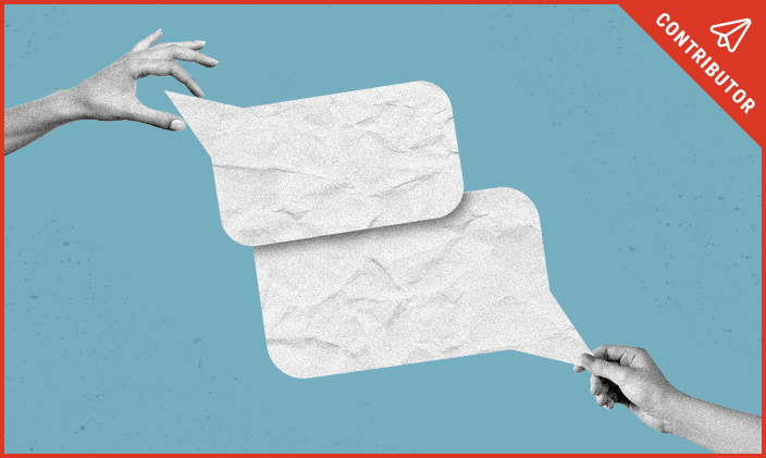 Two empty speech bubbles to signify coaching leadership style