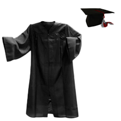 associate degree black gown and cap