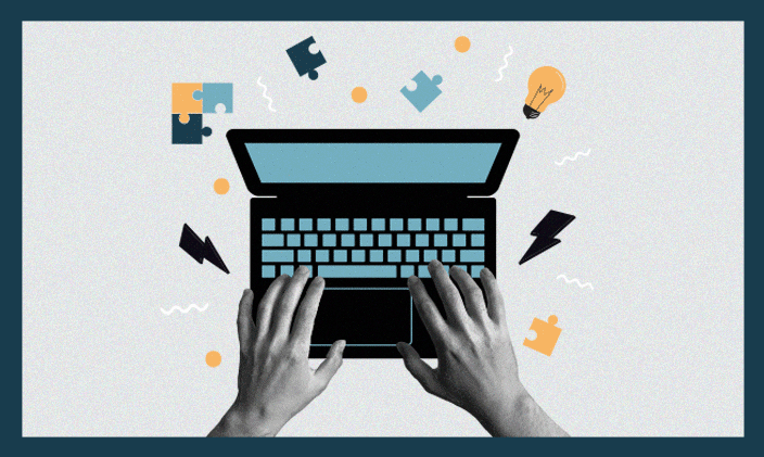 Hands typing on a laptop to indicate programming