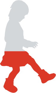 Grey silhouette of a child 30% colored in red