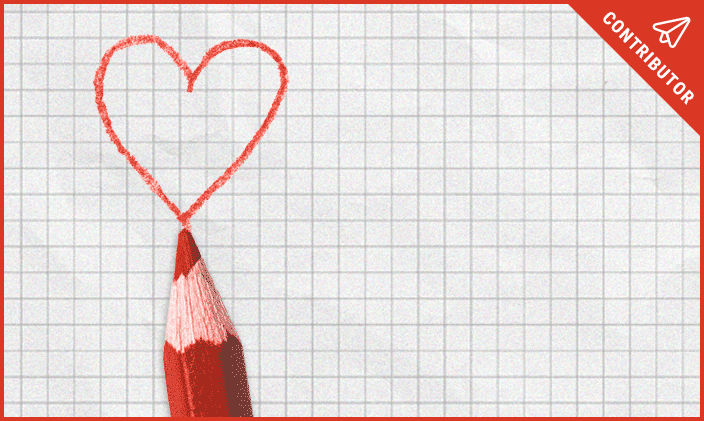 Illustration of a red pencil drawing a heart