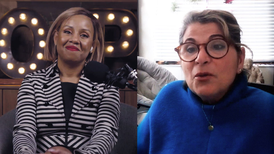 Podcast host Freda Richards and guest Dr. Juana Lang pictured during the taping of the podcast