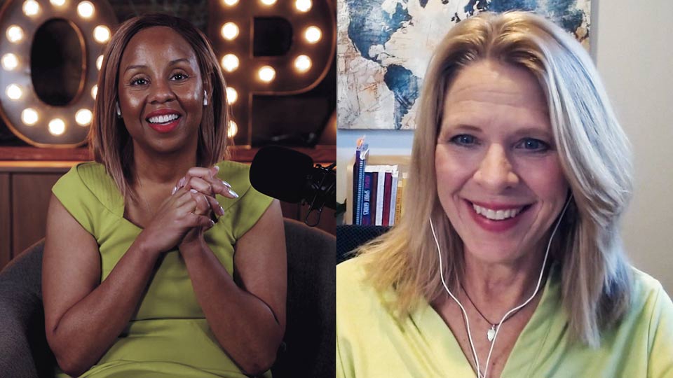 Podcast host Freda Richards and guest Michelle Kooi pictured during the taping of the podcast