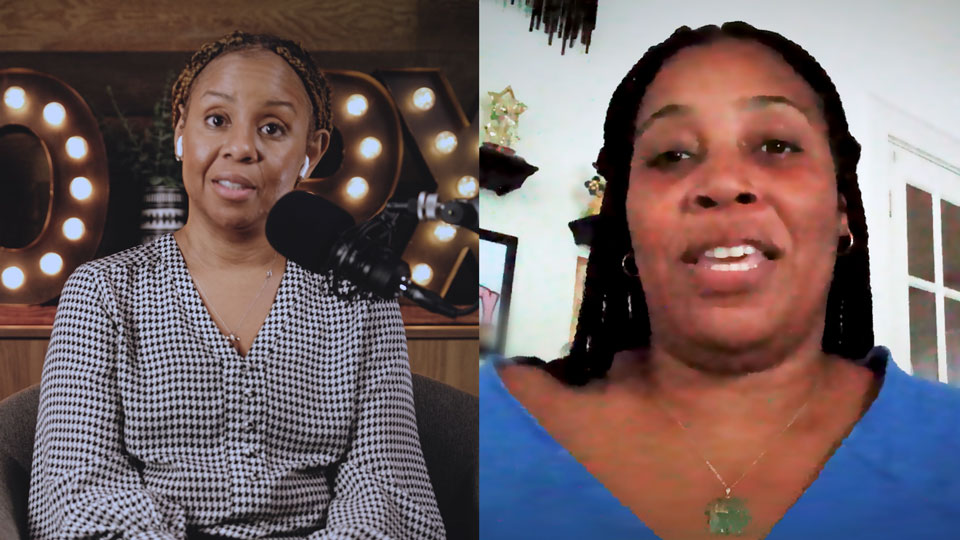 Podcast host Freda Richards and guest Takeisha Sykes pictured during the taping of the podcast