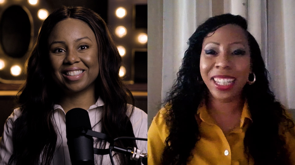 Podcast host Freda Richards and guest Janice DaCosta pictured during the taping of the podcast