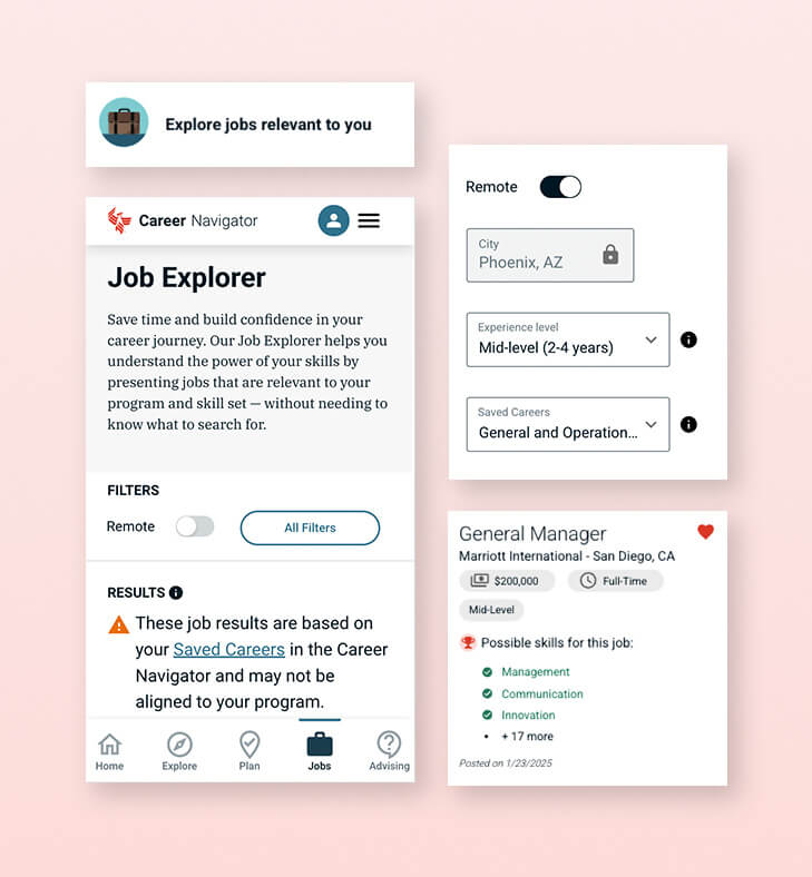 Explore jobs relevant to you based on the skils you've earned
