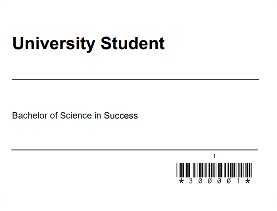 Example of commencement name card