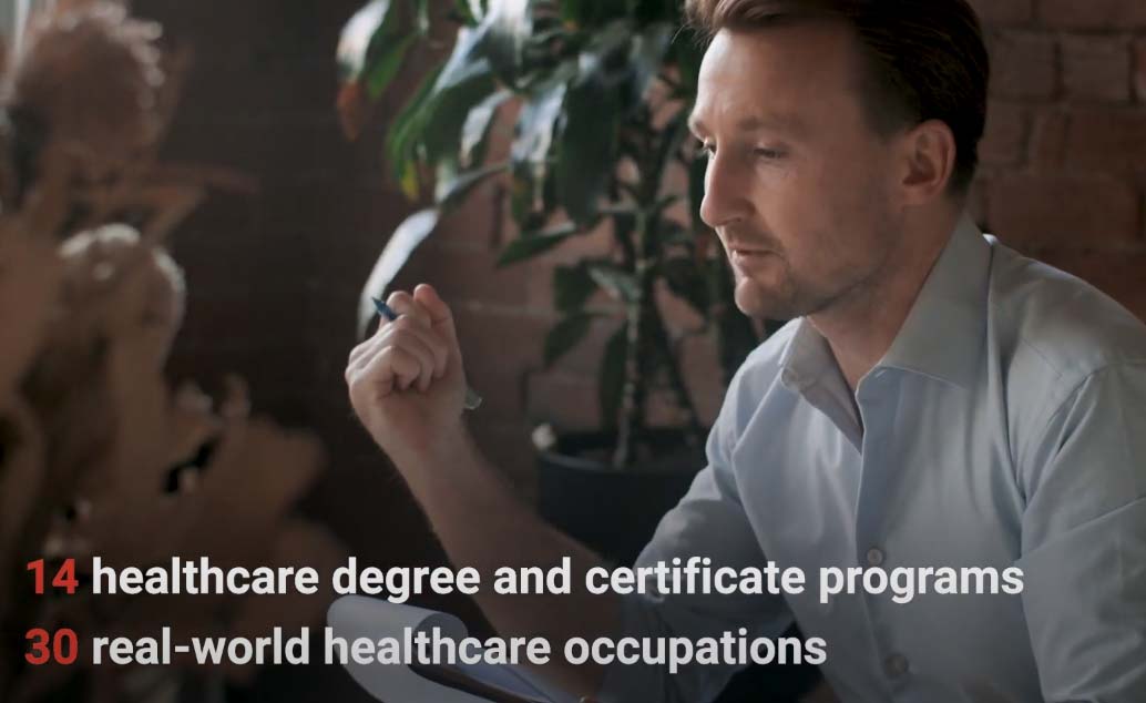 Play '14 healthcare degree and certificate programs | 30 real-world healthcare occupations'