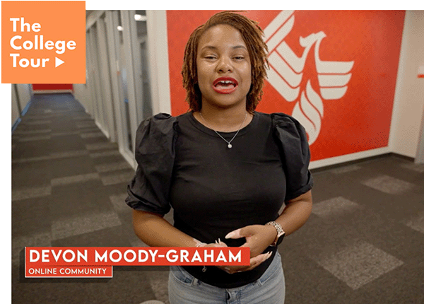 watch a video about Online Community featuring alumni Devon Moody-Graham