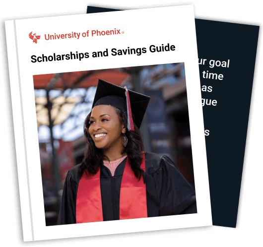 Cover of the Scholarships and Savings Guide with an image of smiling graduate dressed in a cap and gown.