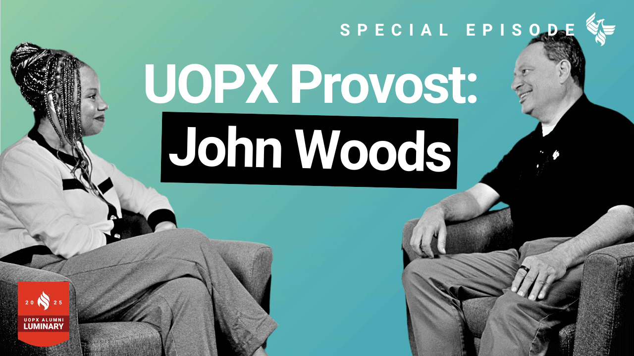 Play video a special episode of the Degrees of Success podcast featuring Provost Dr. John Woods 