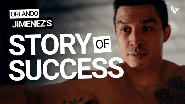 Close-up portrait of Orlando Jimenez against a dark background, with bold text reading “Orlando Jimenez’s Story of Success.”