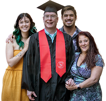 Family with happy grad in regalia