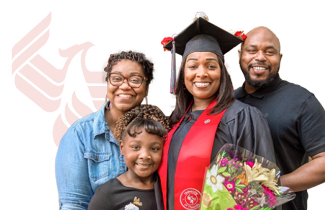 University of Phoenix graduate with their family