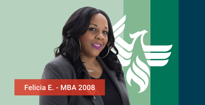 Headshot of Felicia Evans - MBA 2008, wearing a black blazer and a smile