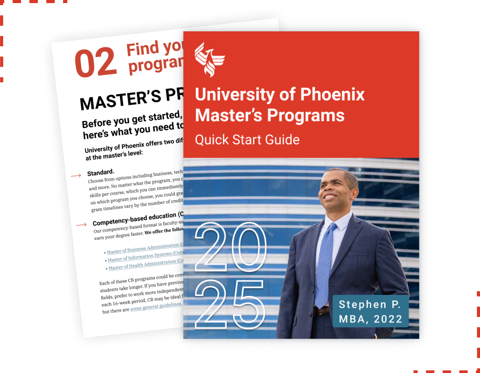 The cover and 2 pages of the 2025 Admissions Handbook feature a smiling doctoral student at commencement, illustrations and descriptions.