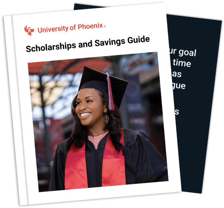 Cover of the Scholarships & Savings Guide with an image of smiling graduate dressed in a cap and gown.