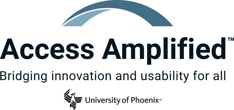 Access Amplified, Bridging innovation and usability for all, University of Phoenix logo