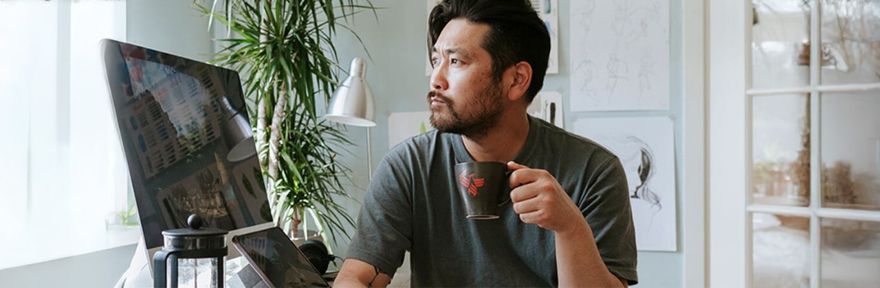 student reviewing scholarships online