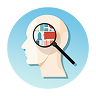 drawing of a magnifying glass looking at a persons head