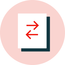 a white sheet of paper with red arrows pointing in opposite directions