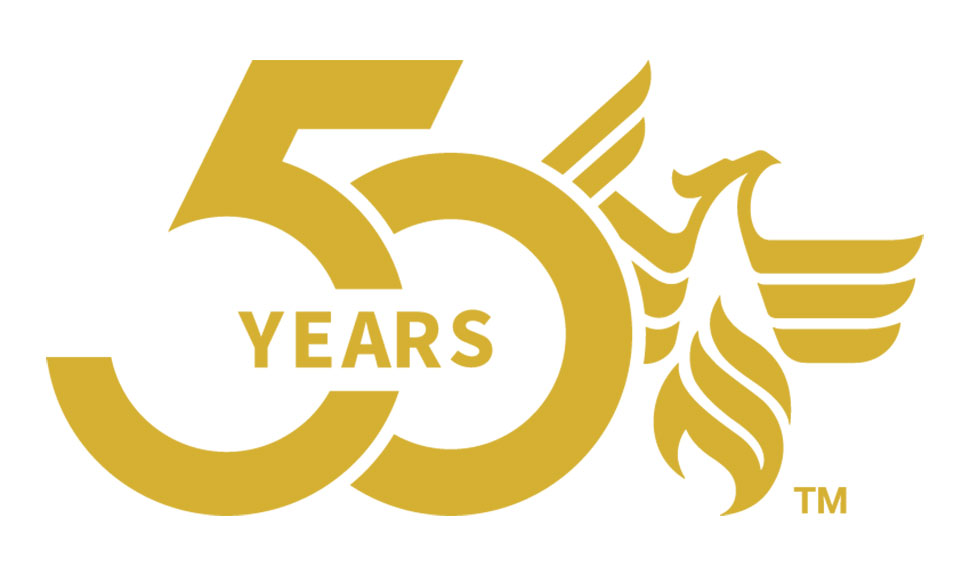 50 years at University of Phoenix logo