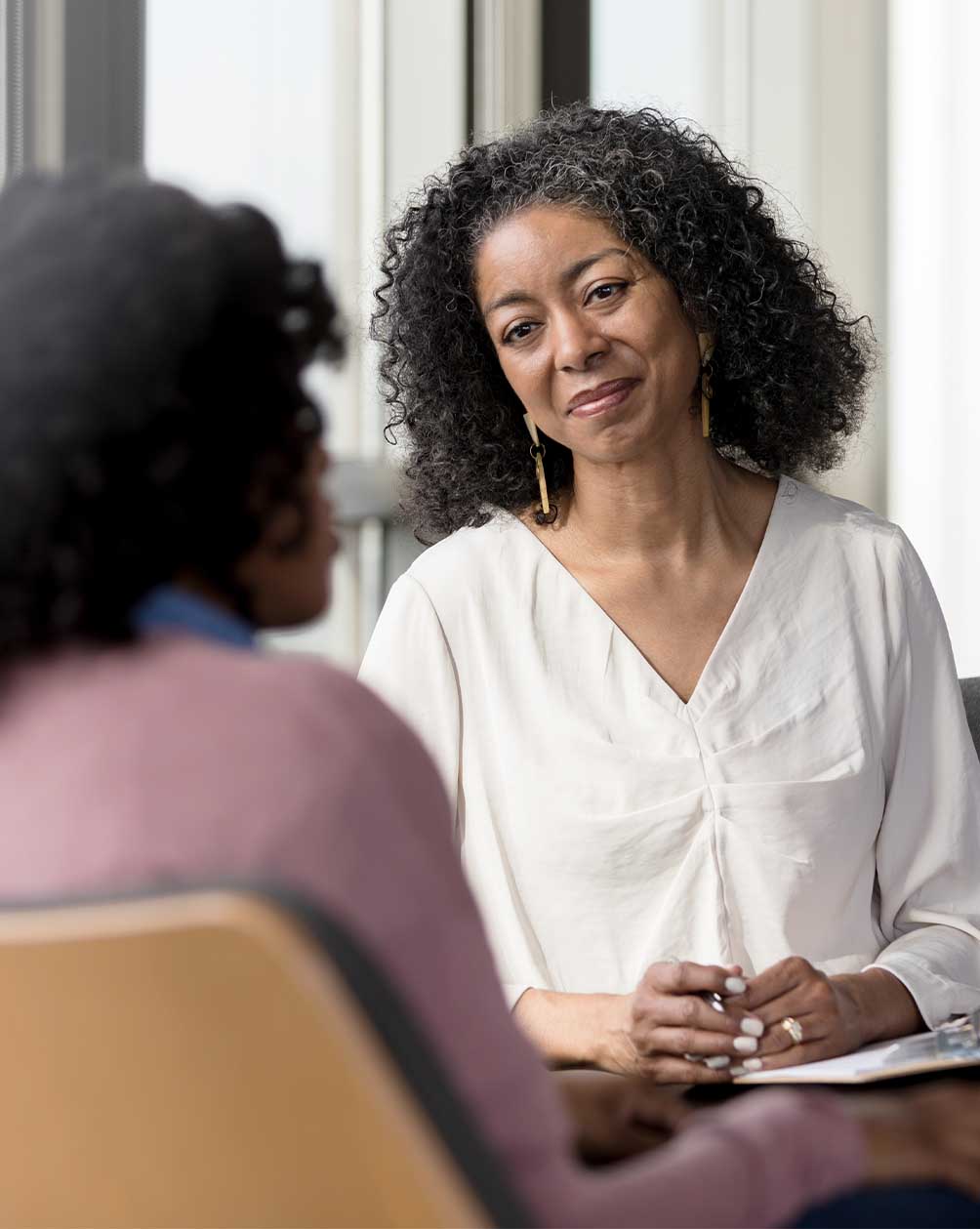 Two people in counseling session