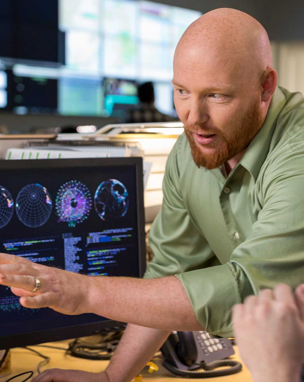 Man working in cybersecurity office